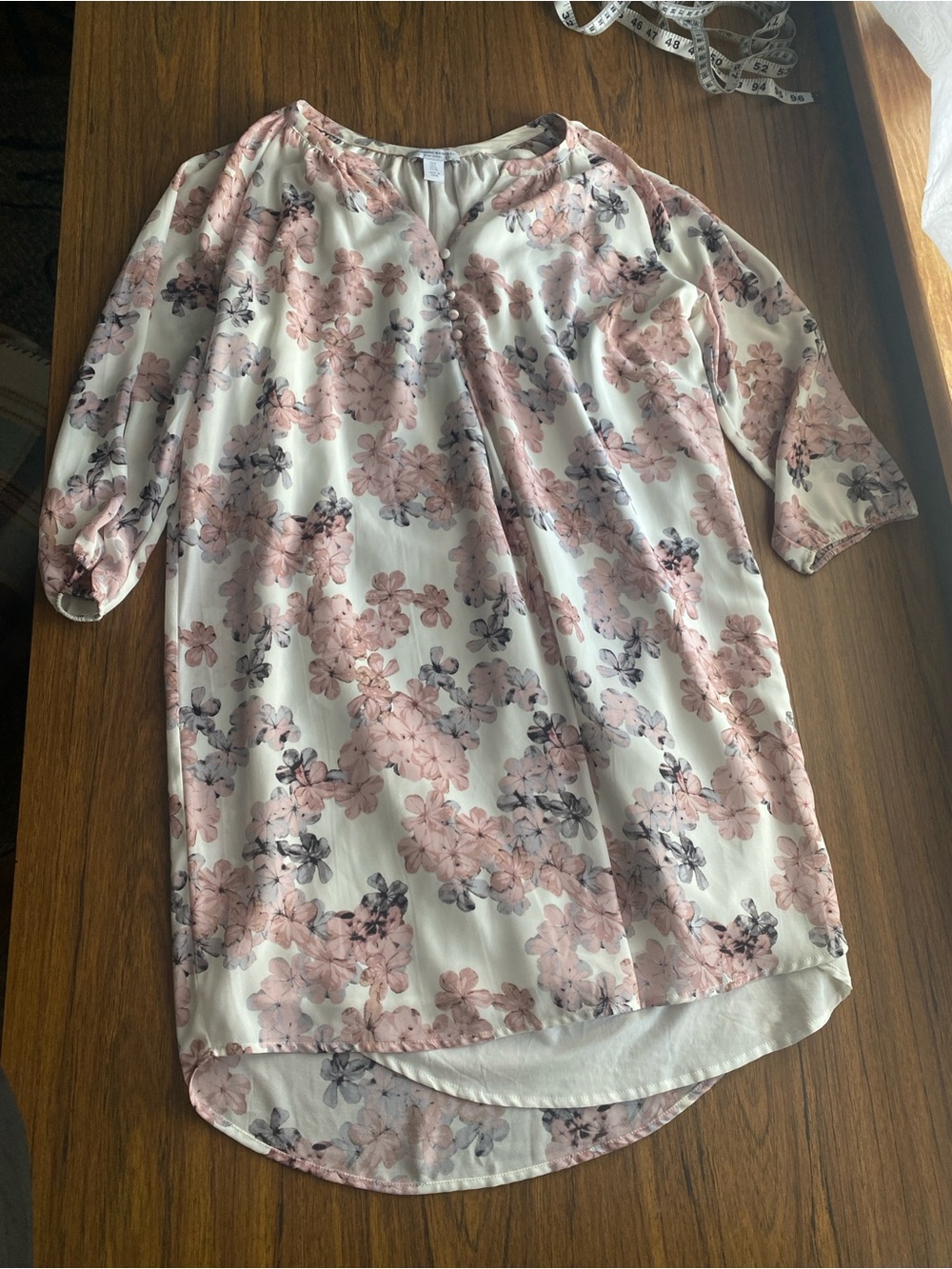 Katherine Barclay White Dress with Pink Floral Print